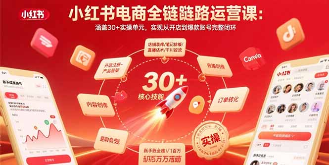 小红书电商全链路运营课：涵盖30+实操单元，实现从开店到爆款账号完整闭环-网赚知识点