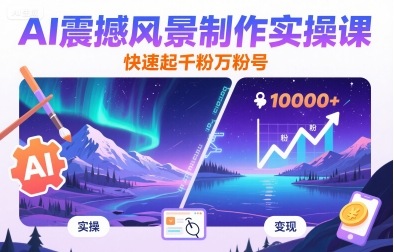 AI震撼风景制作实操课，快速起千粉万粉号-网赚知识点