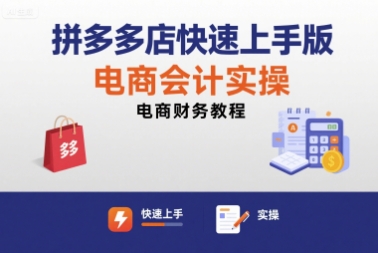 拼多多店快速上手版电商会计实操-电商财务教程-网赚知识点