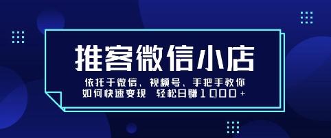 推客微信小店依托于微信、视频号,手把手教你如何快速变现 轻松日入1k+【揭秘】-网赚知识点