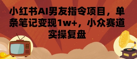 小红书AI男友指令项目，单条笔记变现1w+，小众赛道实操复盘-网赚知识点
