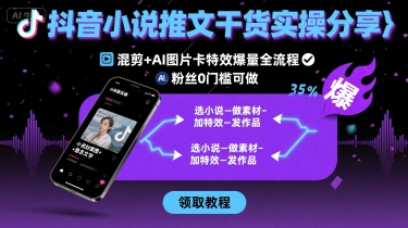 抖音小说推文干货实操分享，混剪+AI图片卡特效爆量全流程，0粉丝0门槛可做-网赚知识点
