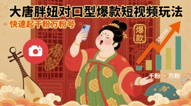 大唐胖妞对口型爆款短视频玩法,快速起千粉万粉号-网赚知识点