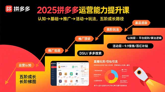 2025拼多多运营能力提升课：认知→基础→推广→活动→玩法，五阶成长路径-网赚知识点
