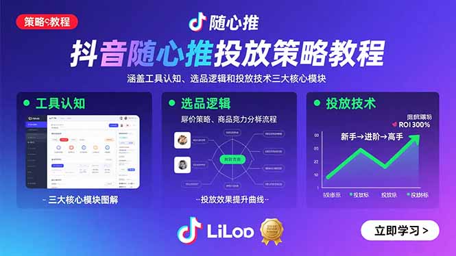 抖音随心推投放策略教程：涵盖工具认知、选品逻辑和投放技术三大核心模块-网赚知识点