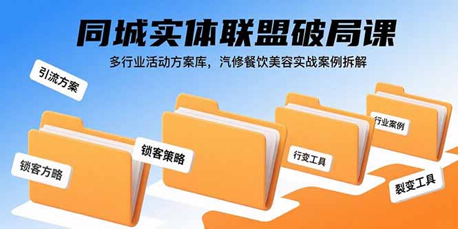 同城实体联盟破局课，多行业活动方案库，汽修餐饮美容实战案例拆解-网赚知识点