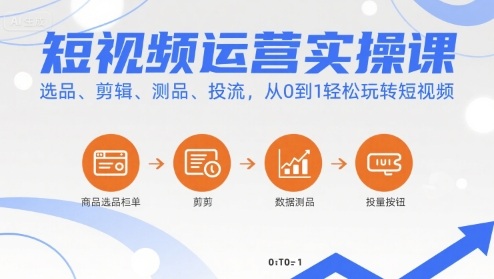 短视频运营实操课，选品、剪辑、测品、投流，从0到1轻松玩转短视频-网赚知识点