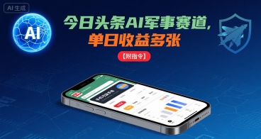 今日头条AI军事赛道，单日收益多张 ，手机可做【附指令】-网赚知识点